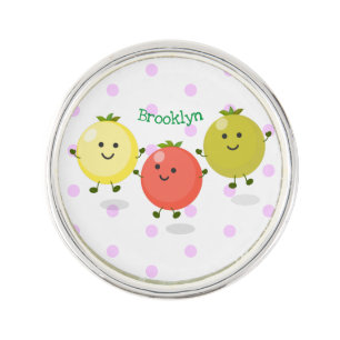 Cute cherry tomatoes cartoon illustration lapel pin