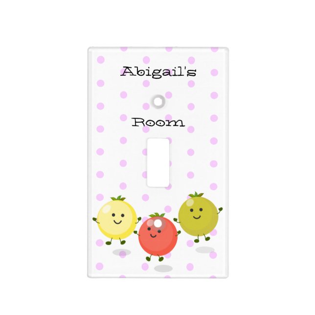 Cute cherry tomatoes cartoon illustration light switch cover (Front)