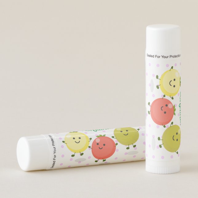 Cute cherry tomatoes cartoon illustration lip balm (Front)