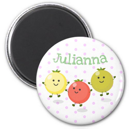 Cute cherry tomatoes cartoon illustration magnet