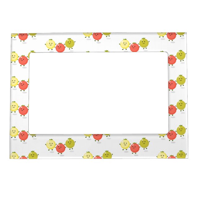 Cute cherry tomatoes cartoon illustration magnetic frame (Front)