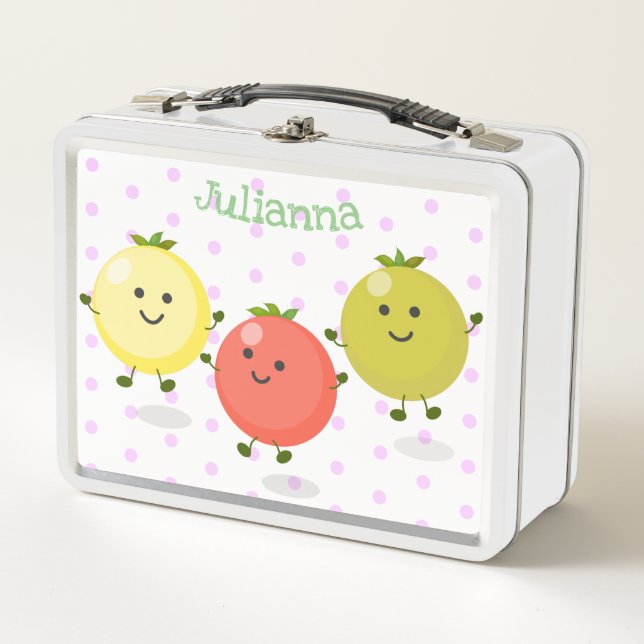 Cute cherry tomatoes cartoon illustration metal lunch box (Front)
