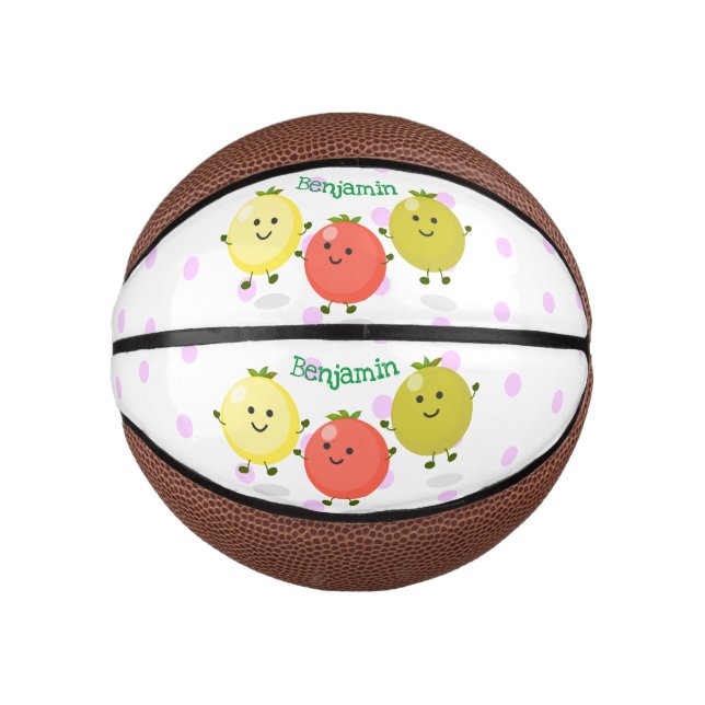 Cute cherry tomatoes cartoon illustration mini basketball (Front)