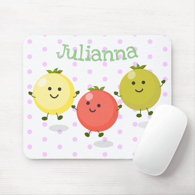 Cute cherry tomatoes cartoon illustration mouse pad (With Mouse)