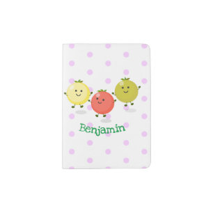 Cute cherry tomatoes cartoon illustration passport holder