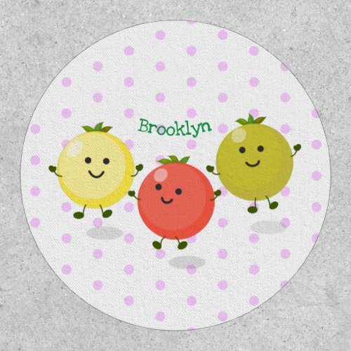 Cute cherry tomatoes cartoon illustration patch