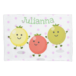 Cute cherry tomatoes cartoon illustration pillow case