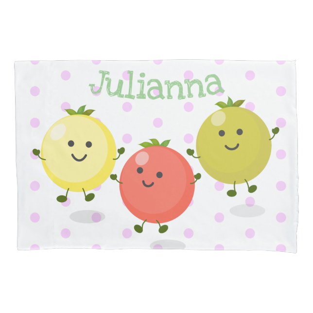 Cute cherry tomatoes cartoon illustration pillow case (Front)