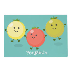 Cute cherry tomatoes cartoon illustration placemat