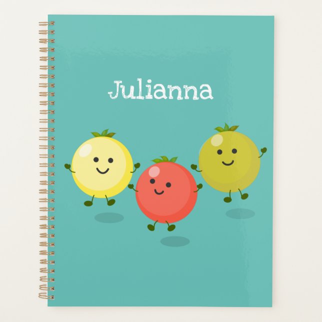 Cute cherry tomatoes cartoon illustration planner (Front)