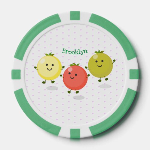 Cute cherry tomatoes cartoon illustration poker chips