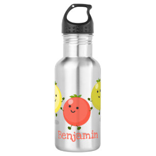 Cute cherry tomatoes cartoon illustration stainless steel water bottle