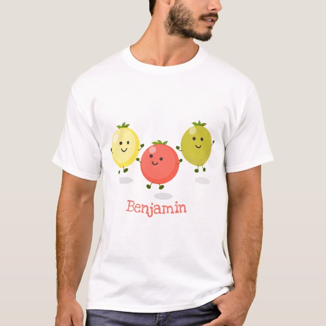 Cute cherry tomatoes cartoon illustration T-Shirt (Front)