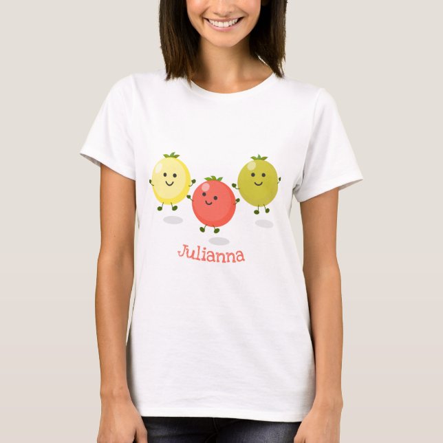 Cute cherry tomatoes cartoon illustration T-Shirt (Front)