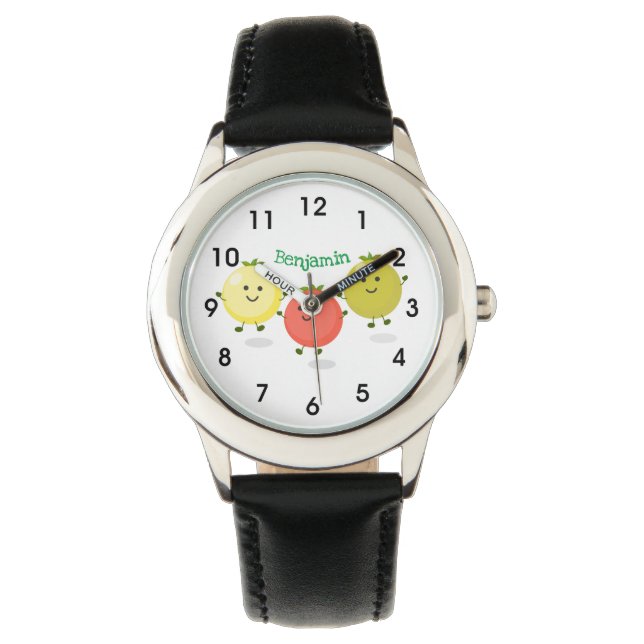 Cute cherry tomatoes cartoon illustration watch (Front)