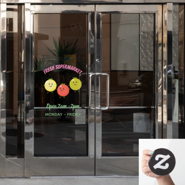 Cute cherry tomatoes cartoon illustration window cling (Office Door)