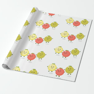 Cute cherry tomatoes cartoon illustration wrapping paper