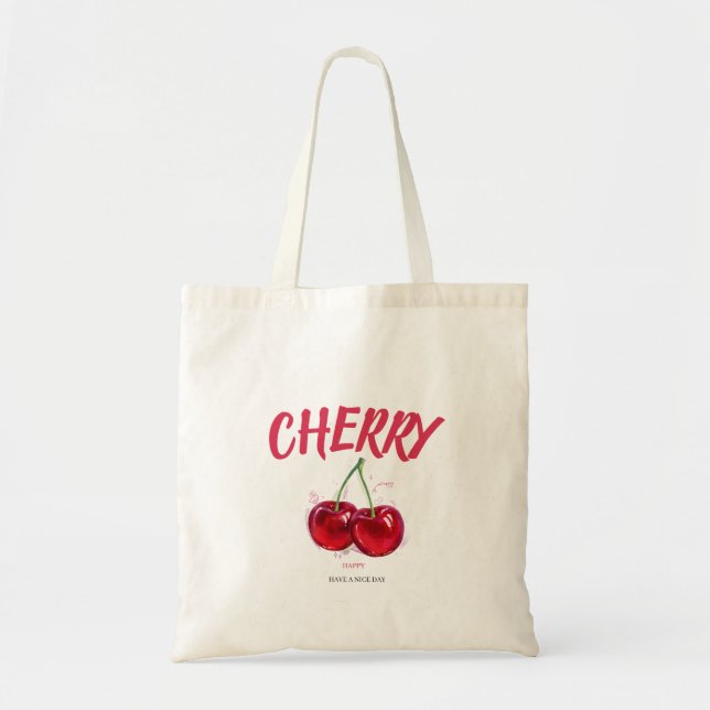 CUTE CHERRY TOTEBAG TOTE BAG (Front)