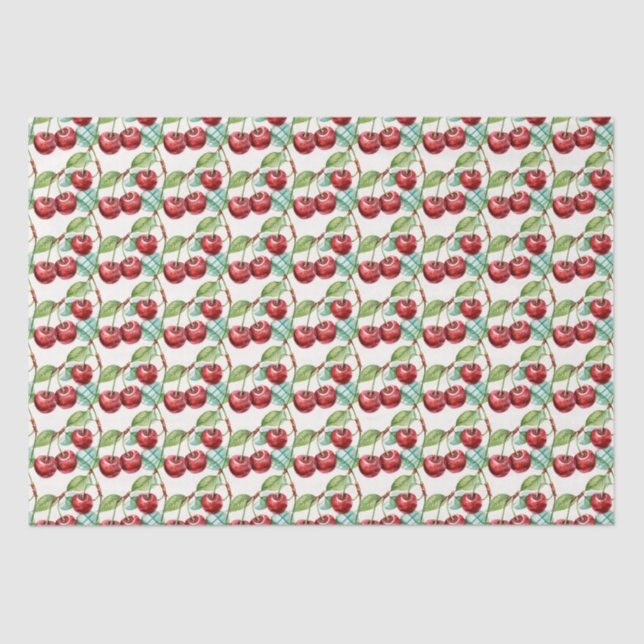 Cute Cherry Vintage Themed Pattern Tissue Paper (Front)