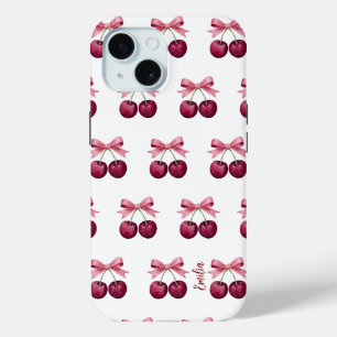 Cute cherry with bow pattern iPhone 15 case