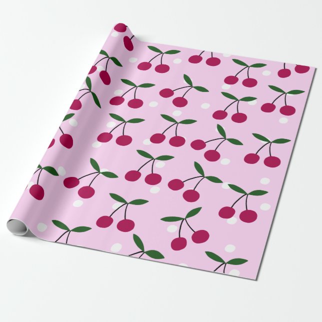 Cute Cherry Wrapping Paper (Unrolled)