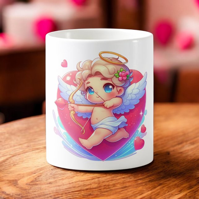 Cute Cherub Cupid's Valentine Aim Pink Heart Coffee Mug (Creator Uploaded)
