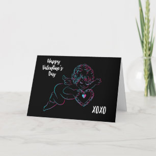 Cute Cherub with a Lace Heart for Valentines Day Holiday Card