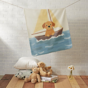 Cute Chesapeake Bay Retriever Puppy Sailboat Baby Blanket