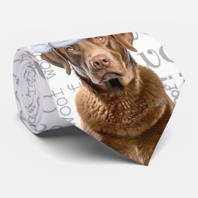 Cute Chesapeake Christmas Dog Lover Holiday Neck Tie (Rolled)
