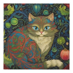 Cute Cheshire Cat art nouveau style Faux Canvas Print