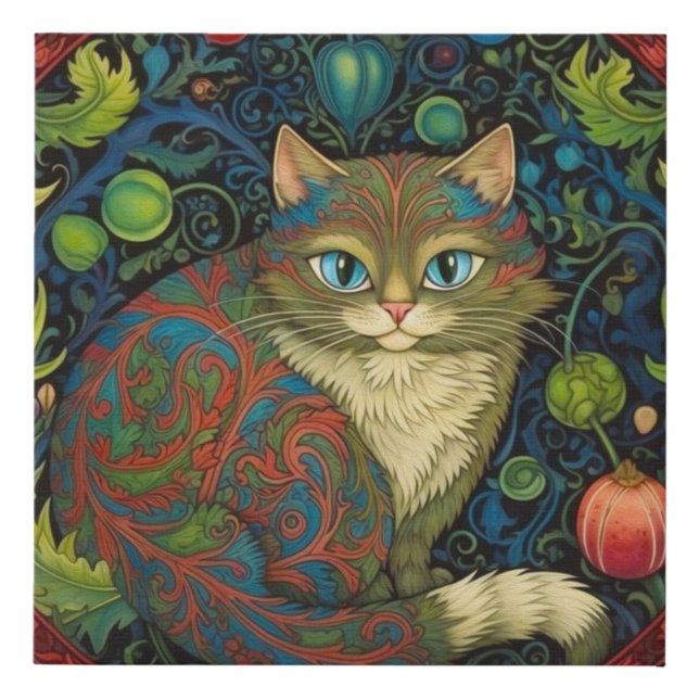 Cute Cheshire Cat art nouveau style Faux Canvas Print (Front)