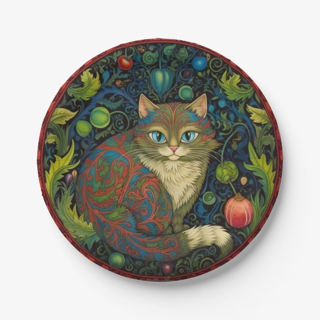 Cute Cheshire Cat art nouveau style Paper Plates (Front)