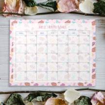 Cute Cheshire Cat Floral Pink Monthly Planner