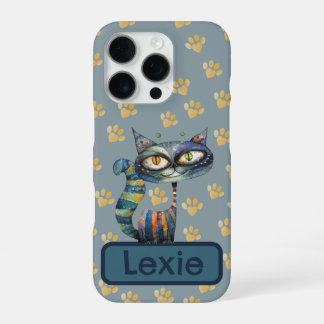 Cute Cheshire Cat with Gold Paw Prints iPhone Case