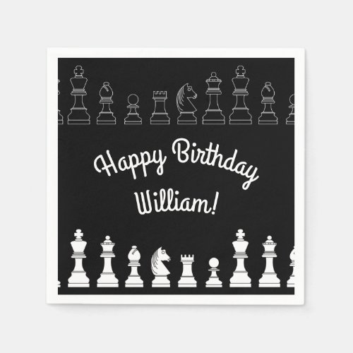 Cute Chess Board Game Kids Birthday Party Napkins