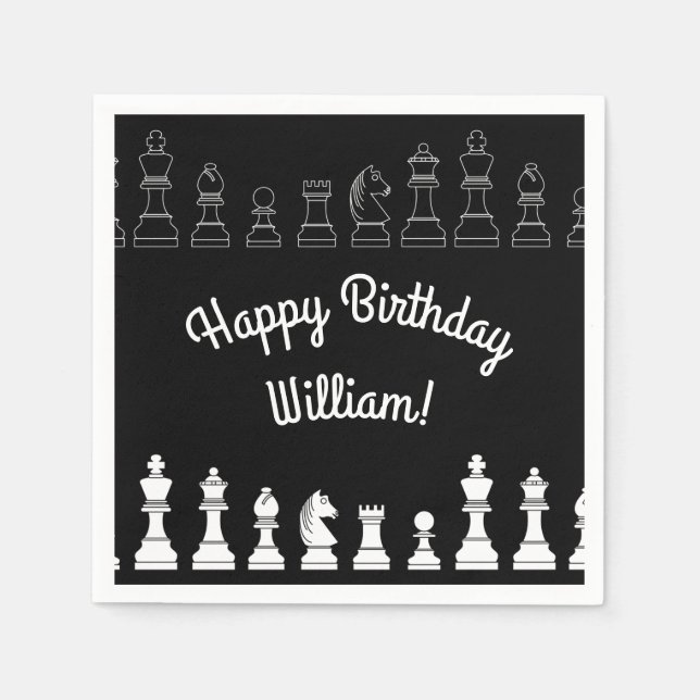 Cute Chess Board Game Kids Birthday Party Napkins (Front)
