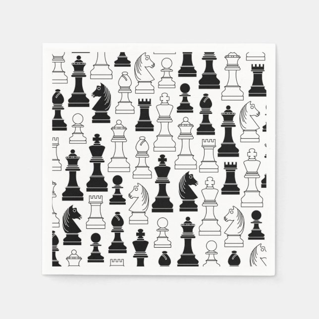 Cute Chess Board Game Kids Birthday Party Napkins (Front)