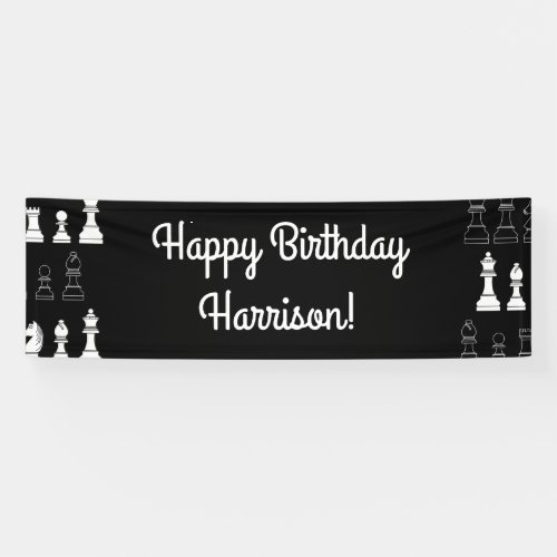 Cute Chess Board Games Kids Birthday Party Banner