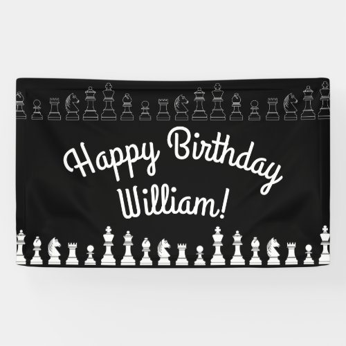 Cute Chess Board Games Kids Birthday Party Banner