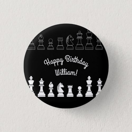 Cute Chess Board Games Kids Birthday Party Button