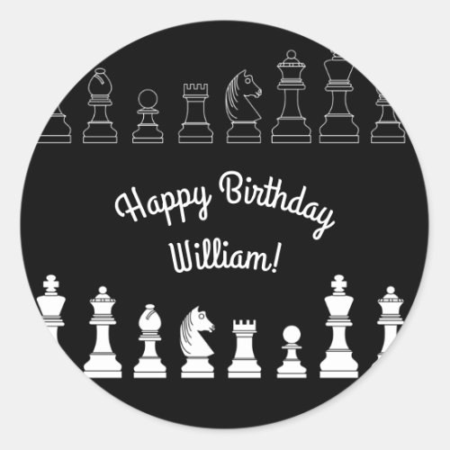 Cute Chess Board Games Kids Birthday Party Classic Round Sticker