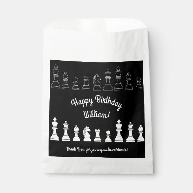Cute Chess Board Games Kids Birthday Party Favor Bag (Front)