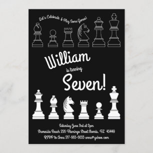 Cute Chess Board Games Kids Birthday Party Invitation