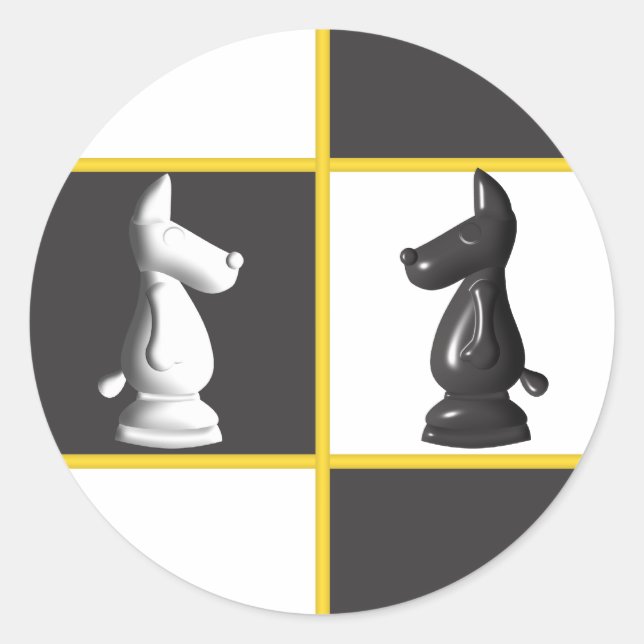 Cute Chess Classic Round Sticker (Front)