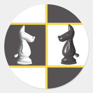 Cute Chess Classic Round Sticker