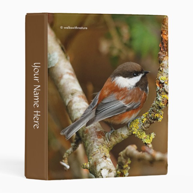 Cute Chestnut-Backed Chickadee on the Pear Tree Mini Binder (Front/Spine)