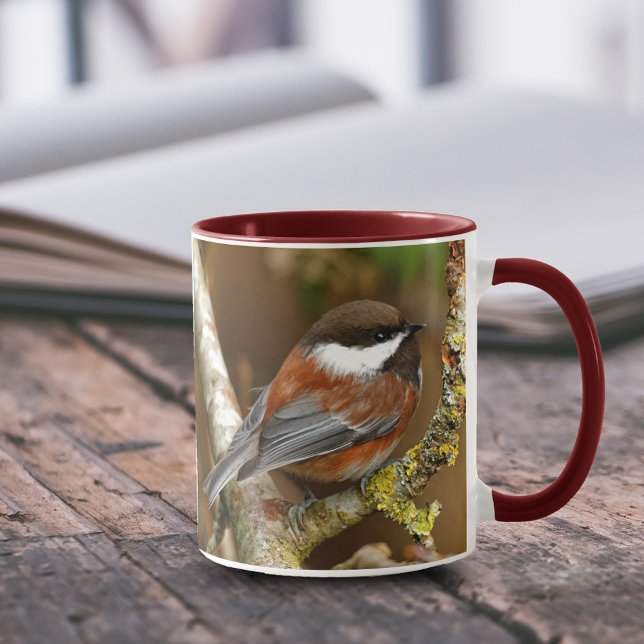 Cute Chestnut-Backed Chickadee on the Pear Tree Mug (Creator Uploaded)