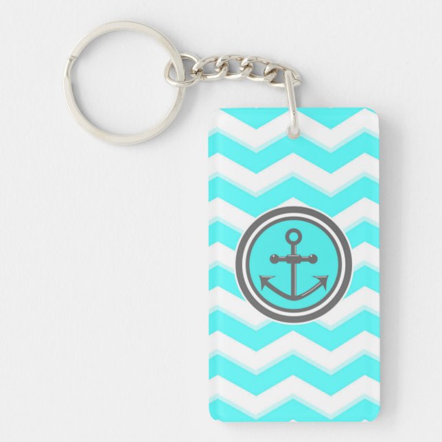 Cute Chevron Anchor Smile Keychain (Front)