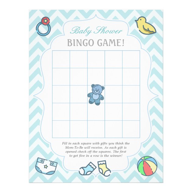 Cute Chevron Baby Shower Bingo Game Flyer