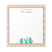 Cute Chevron Cactus Pink Flowers Teacher